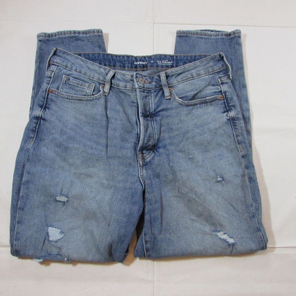 Old Navy Women's Size 12 High Rise OG Straight Distressed Jeans